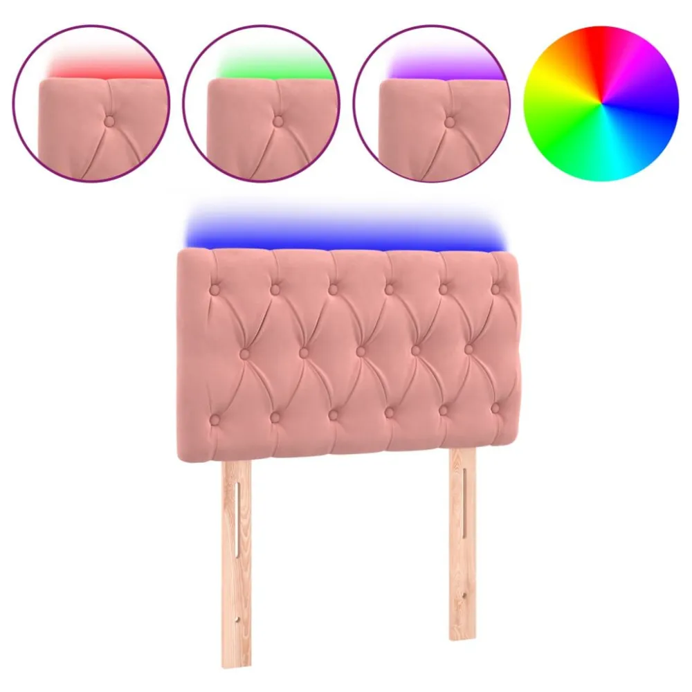 Hoofdbord LED 80x7x78/88 cm fluweel roze