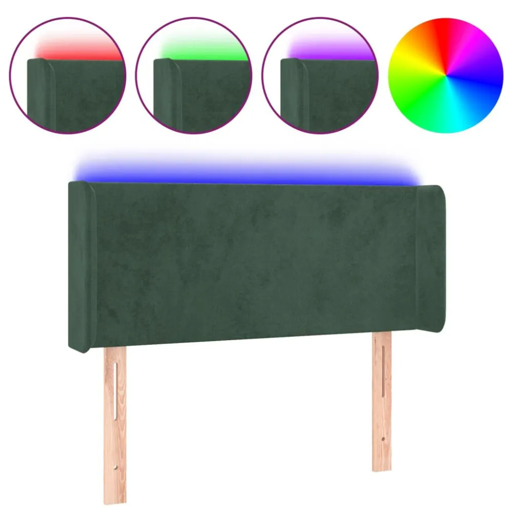 Hoofdbord LED 83x16x78/88 cm fluweel donkergroen
