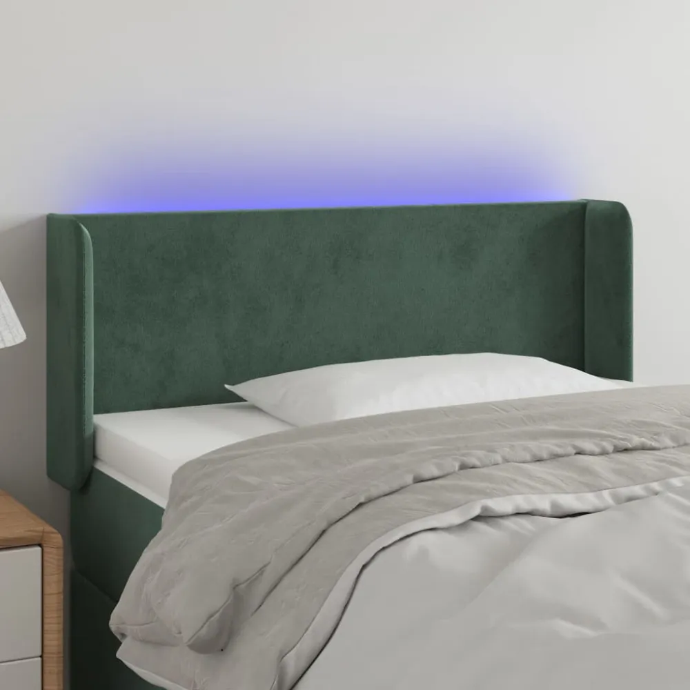 Hoofdbord LED 83x16x78/88 cm fluweel donkergroen