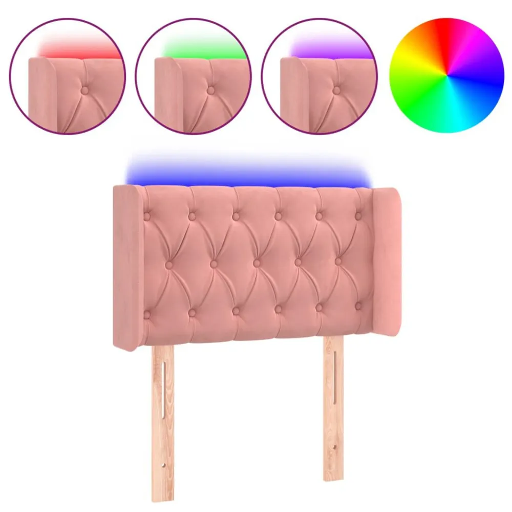Hoofdbord LED 83x16x78/88 cm fluweel roze