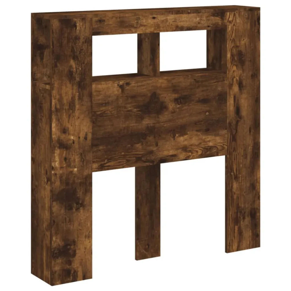 Hoofdeinde met LED 100x18,5x103,5 cm bewerkt hout gerookt eiken