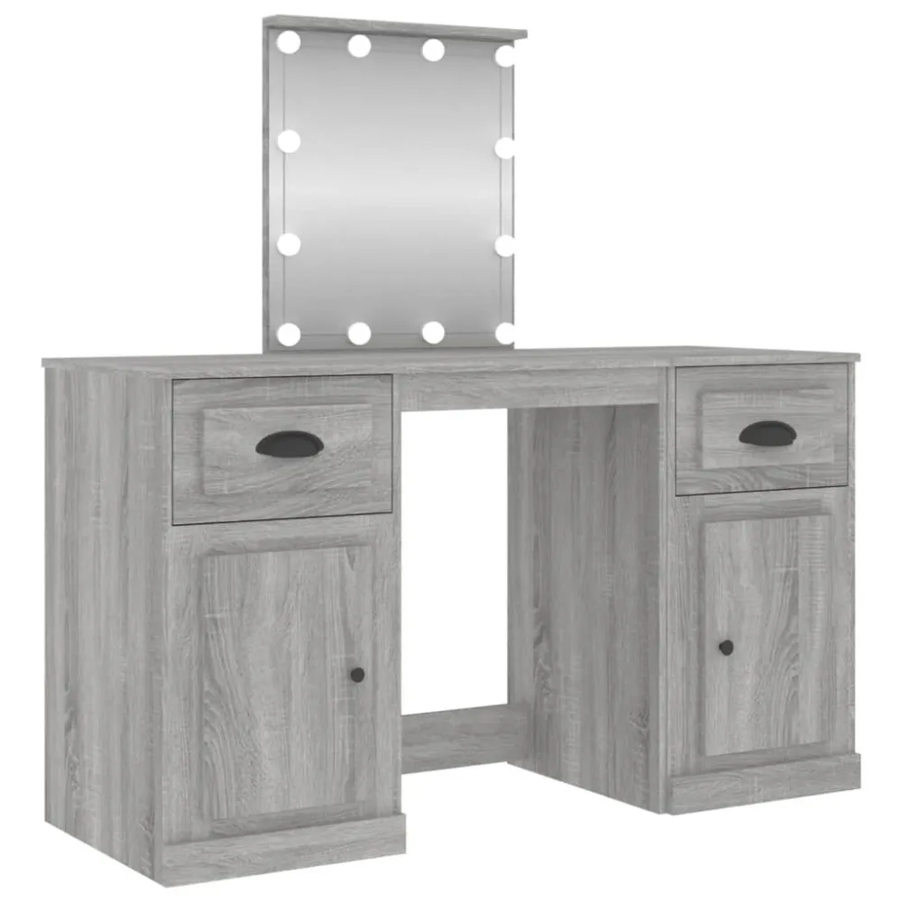 Kaptafel met LED-verlichting 130x50x132,5 cm grijs sonoma eiken