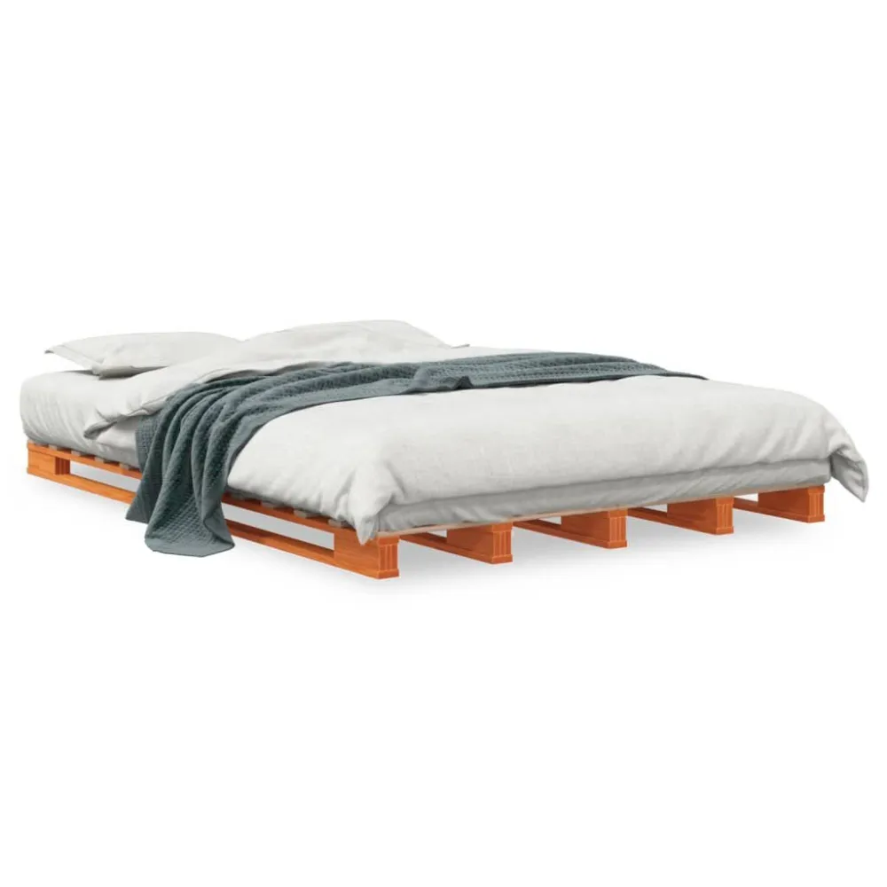 Palletbed massief grenenhout wasbruin 140x200 cm