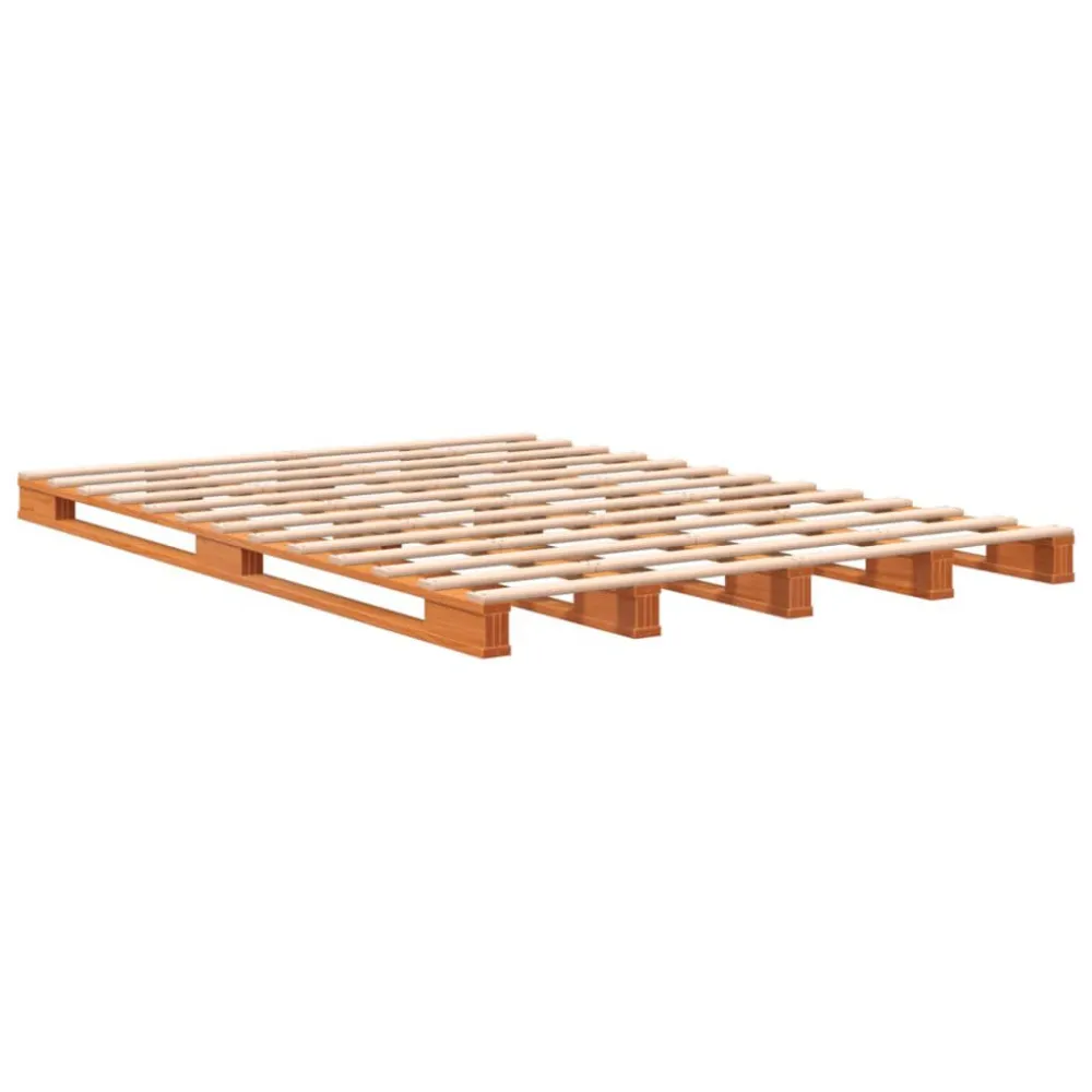Palletbed massief grenenhout wasbruin 140x200 cm