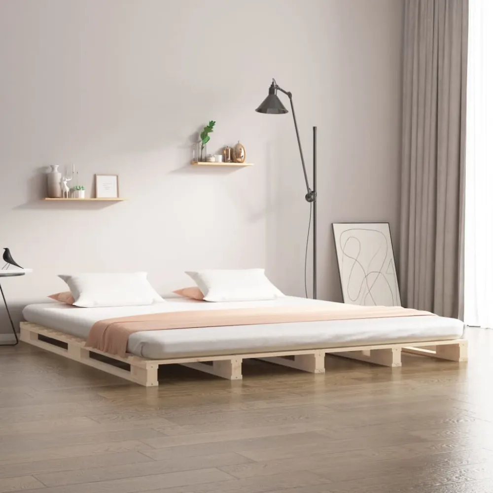 Palletbed massief hout 150x200 cm
