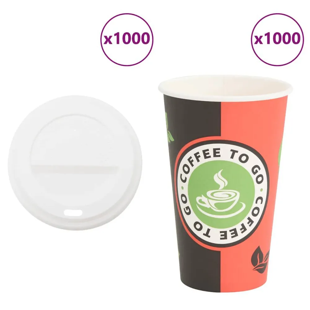 Latex-vrije Papieren koffiekopjes met deksel 1000 st 16oz 400 ml