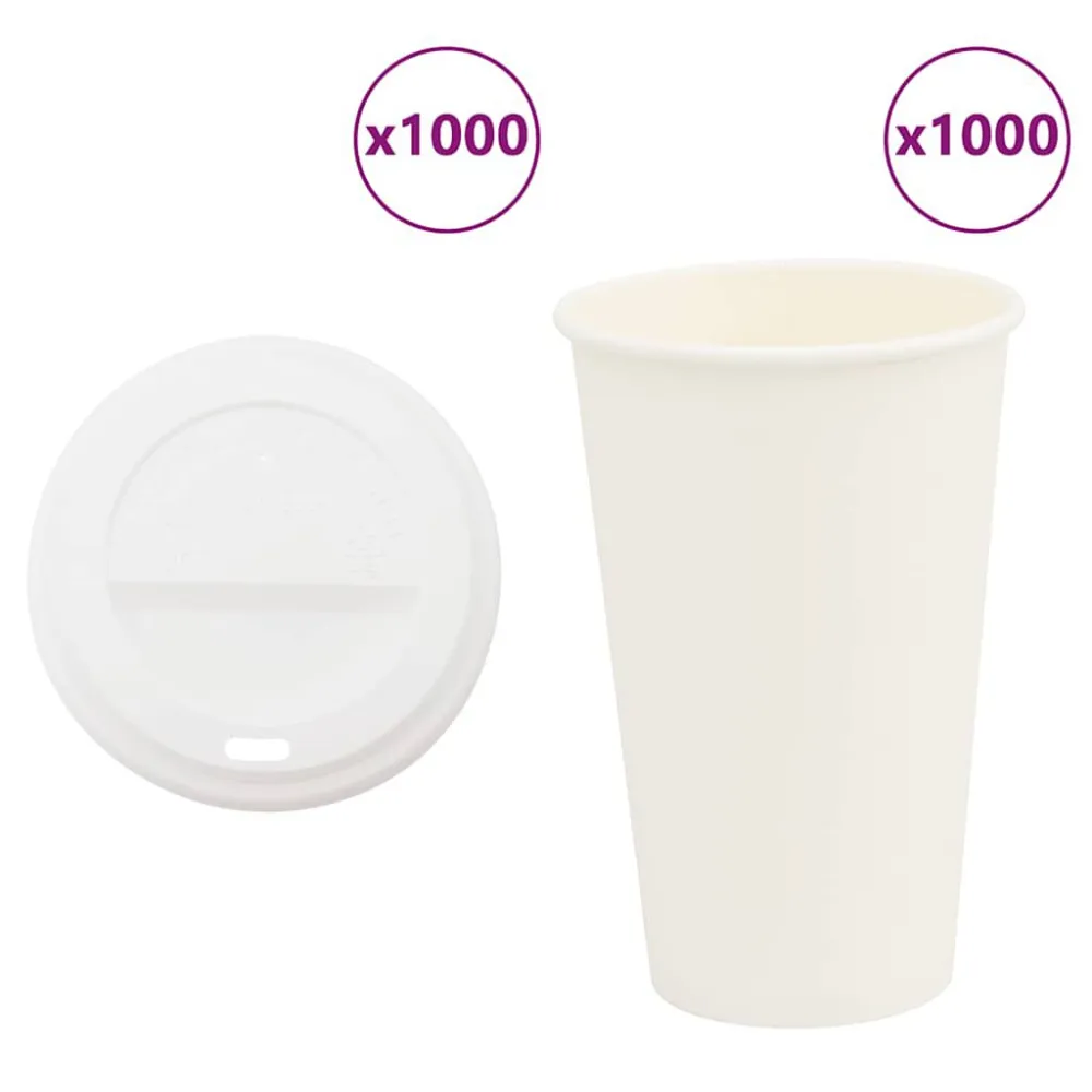 Papieren koffiekopjes met deksel 1000 st 16oz 400 ml - Maat Medium
