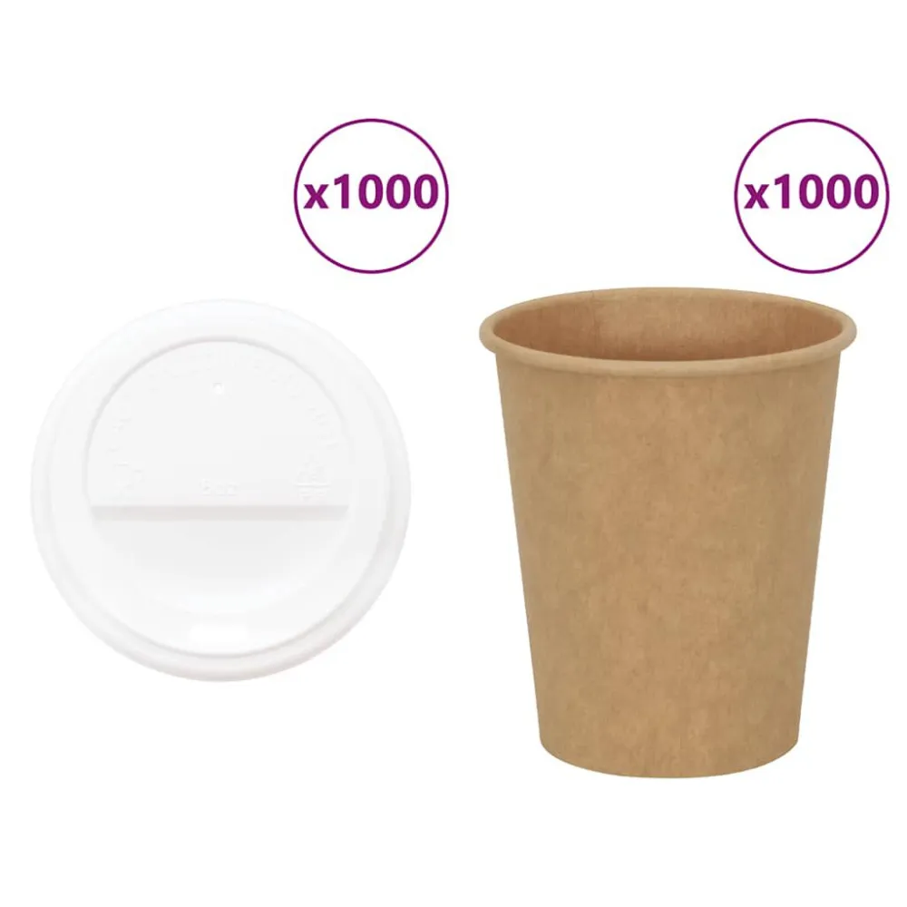Papieren koffiekopjes met deksel 1000 st 8oz 200 ml van Medisch Grade Materiaal