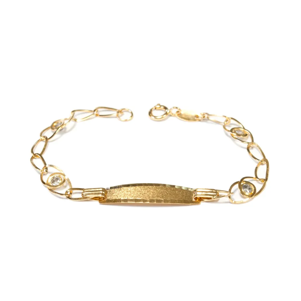 18ct Yellow Goud Personalized Slave Bracelet Matte and Shiny Zirconia 13 cm