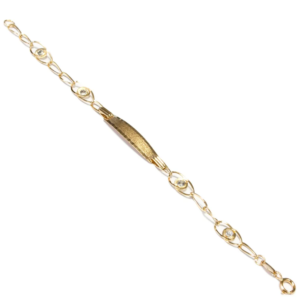 18ct Yellow Goud Personalized Slave Bracelet Matte and Shiny Zirconia 13 cm