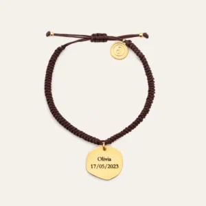Brown Medallion Personalized Stainless Rvs Gold Bracelet
