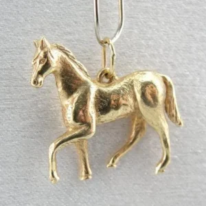 Gestapelde beugel Detailed Eenkleurig Gold Colt or Foal Pendant