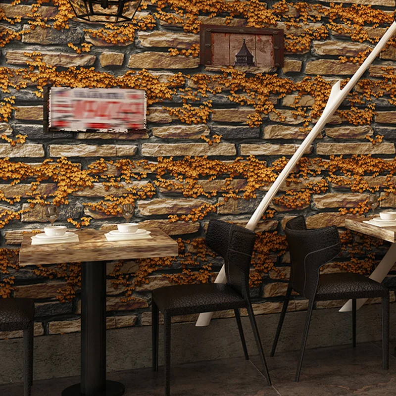 Industrial Brick Wallpaper Roll VINYL Unpasted Multicolor Wall Covering Accent Wall Maroon