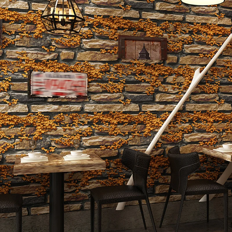 Industrial Brick Wallpaper Roll VINYL Unpasted Multicolor Wall Covering Accent Wall Maroon