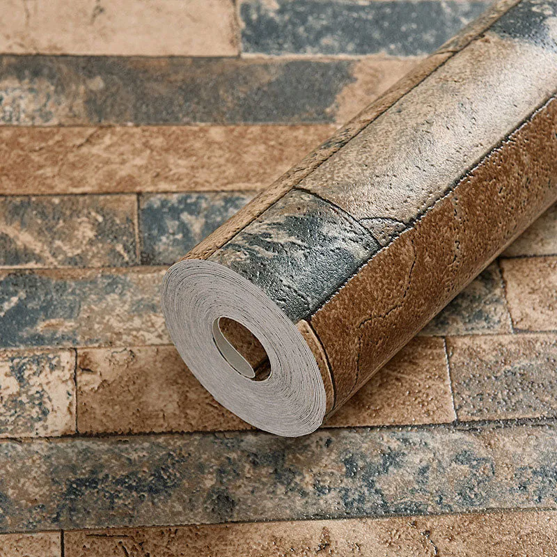 Industrial Bruin Plaster Wallpaper 33' x 20.5" Stain-Resistant Brick Wall Covering Light