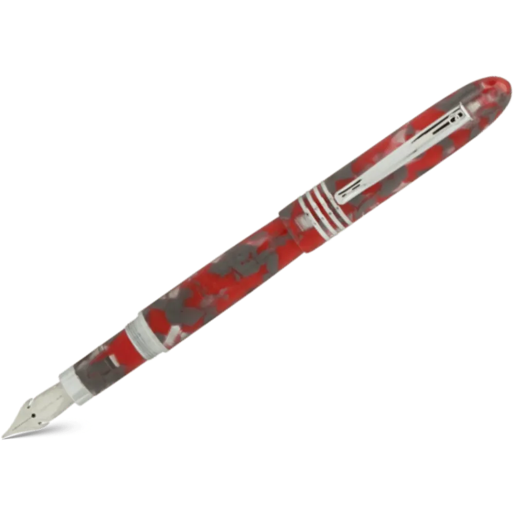 Drukgelagerde Monteverde Mountains World Fountain Pen - Ruby