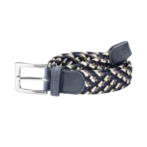 Casual Plaited Belt Navy/Beige/White 47.2"