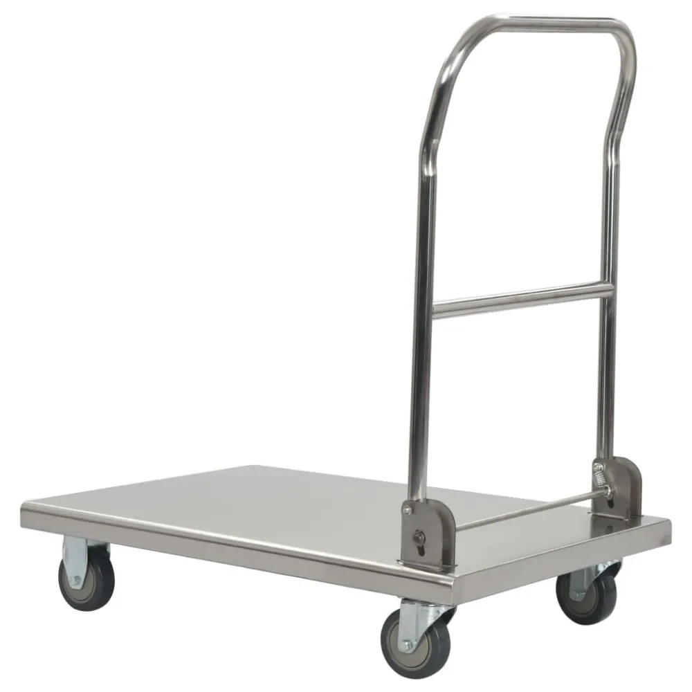 Platformwagen 82x53x86 cm roestvrij staal zilverkleurig