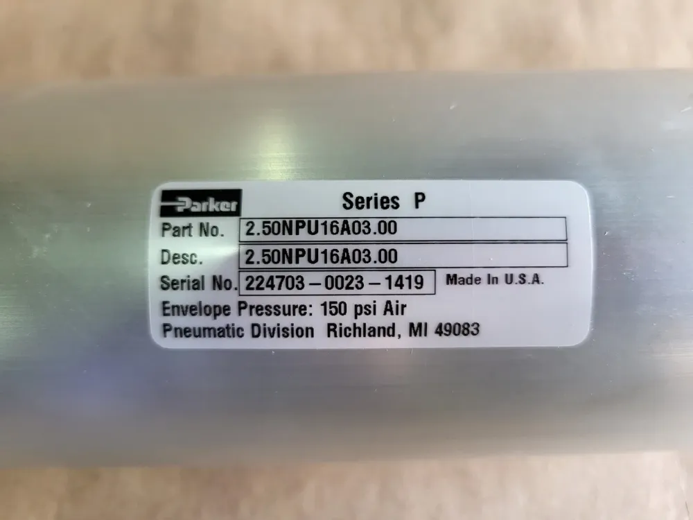 Pneumatic Cylinder 2.5" Bore x 3" Stroke, 2.50NPU16A03.00