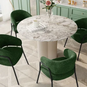 Set van 4 stoelen, eetkamerstoelen, make-upstoelen - Fluweel en metaal - Donkergroen - BLITZ