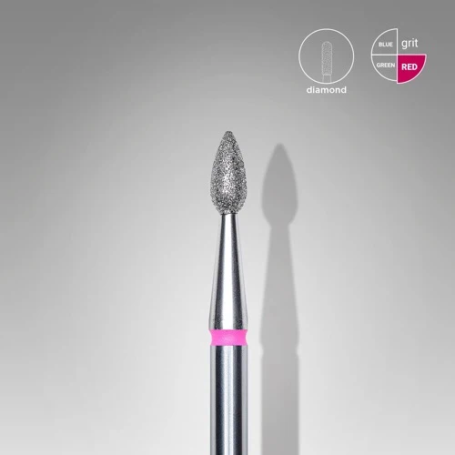 Diamond nail drill bit, “Bud” Pointed, 2.3*5.0 mm, Rood, STALEKS