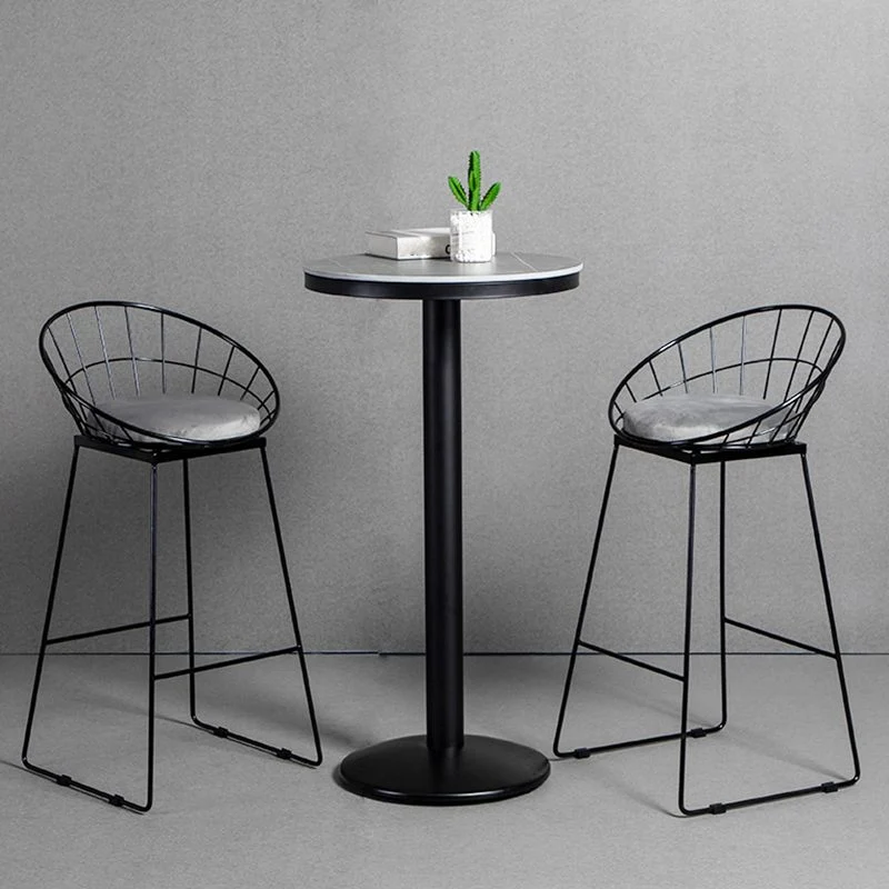 Industrial Gray Bar Table Faux Marble Sneeuwwit 21.6" Round Top Bistro Table Cafe 21