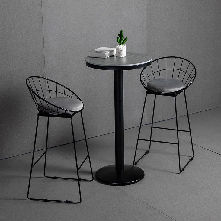 Industrial Gray Bar Table Faux Marble Sneeuwwit 21.6" Round Top Bistro Table Cafe 21