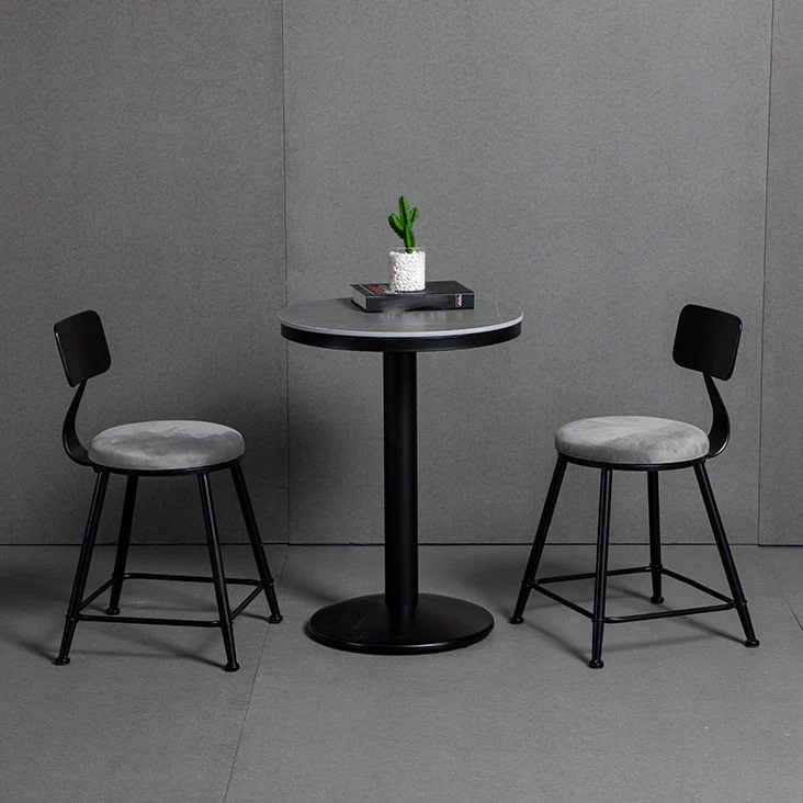 Industrial Gray Bar Table Faux Marble Sneeuwwit 21.6" Round Top Bistro Table Cafe 21