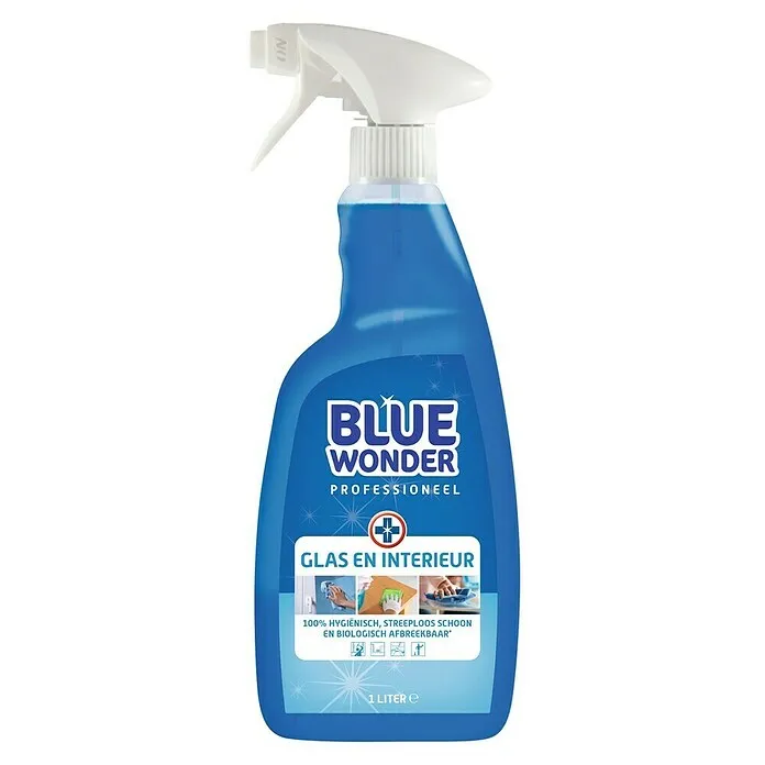 HG Blue Wonder Glasreiniger Professioneel - 1.000 ml, Fles met sproeikop