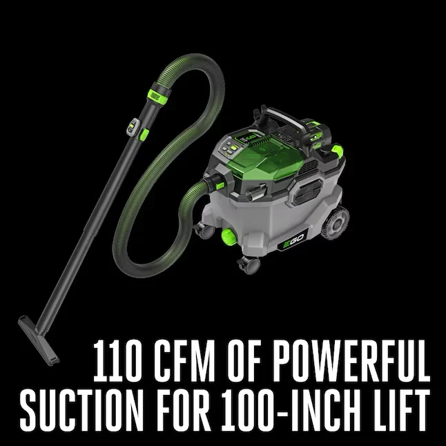 EGO 56-volt 9-Gallons 5-HP Batterijgevoed Wet/Dry Shop Vacuum Accessories Included and (Battery Included)