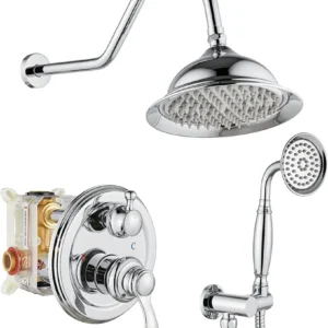 gotonovo Enkele handgreep Nostalgisch regenval 8 inch douchekop Antieke telephpne-vorm Handsproeier Wandmontage Badkamer D...