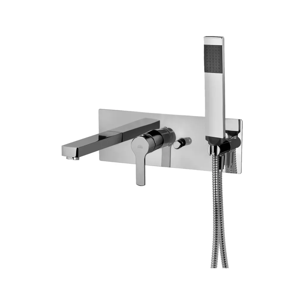 Built- bathtub/shower mixer 2 outlets and push-button diverter Paffoni West series - Metaalglans
