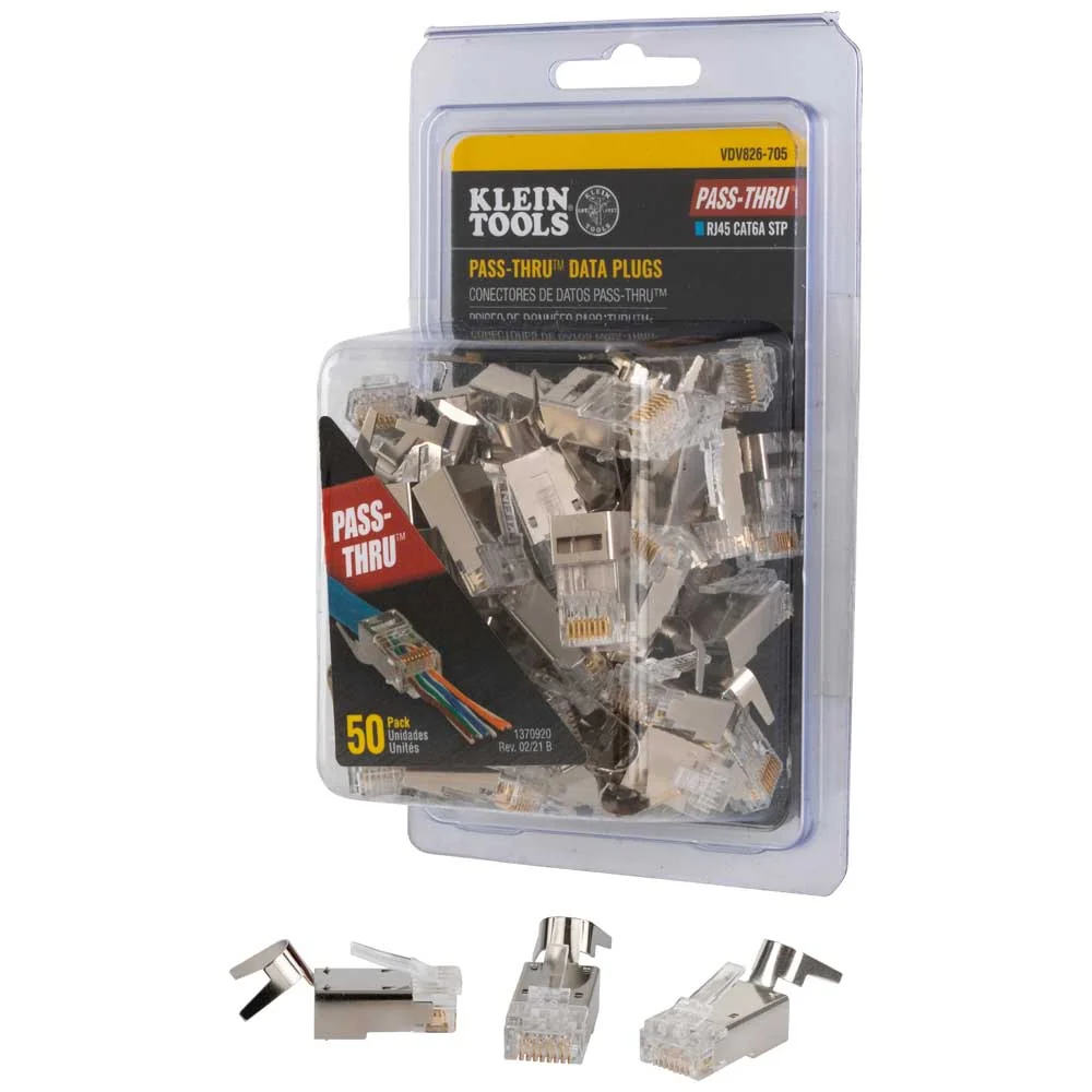 Industrieel Zwaar Belast PETIETERIG TOOLS Pass-Thru‰ã¢ Modular Data Plugs, RJ45-CAT6A, Shielded (STP), 50-Pack