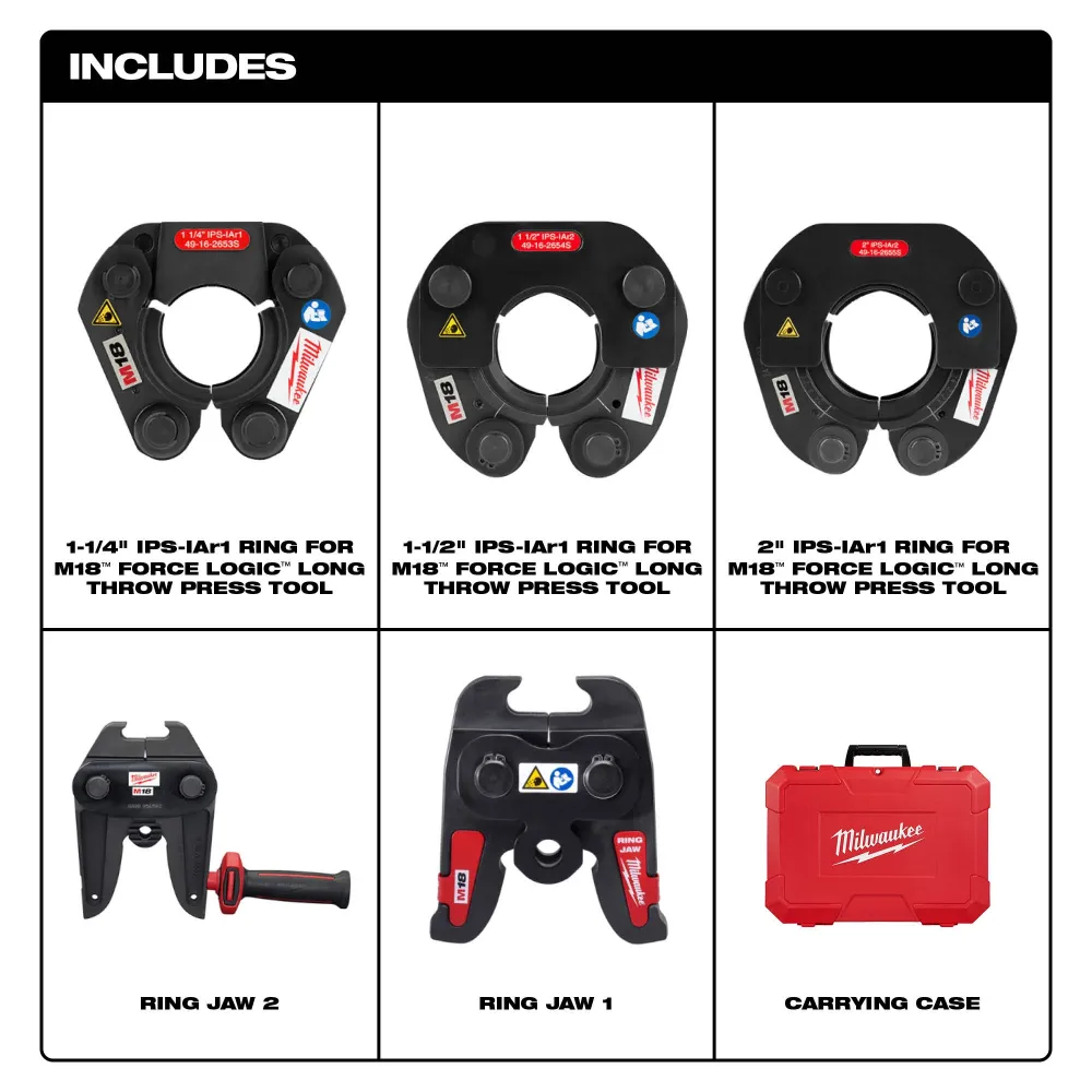Met Treklint MILWAUKEE 1-1/4"-2" IPS-IA Press Ring Kit M18™ FORCE LOGIC™ Lang Throw Press Tool