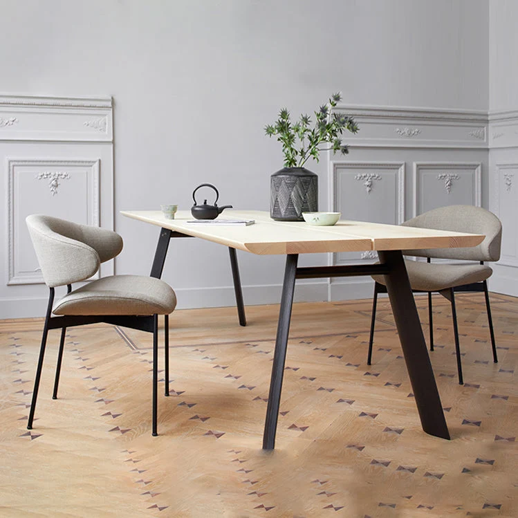 Blinde Kitchen Industrial Dining Chair Open Back Upholstered Armless Chair Cream