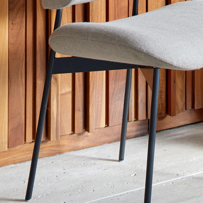 Blinde Kitchen Industrial Dining Chair Open Back Upholstered Armless Chair Cream