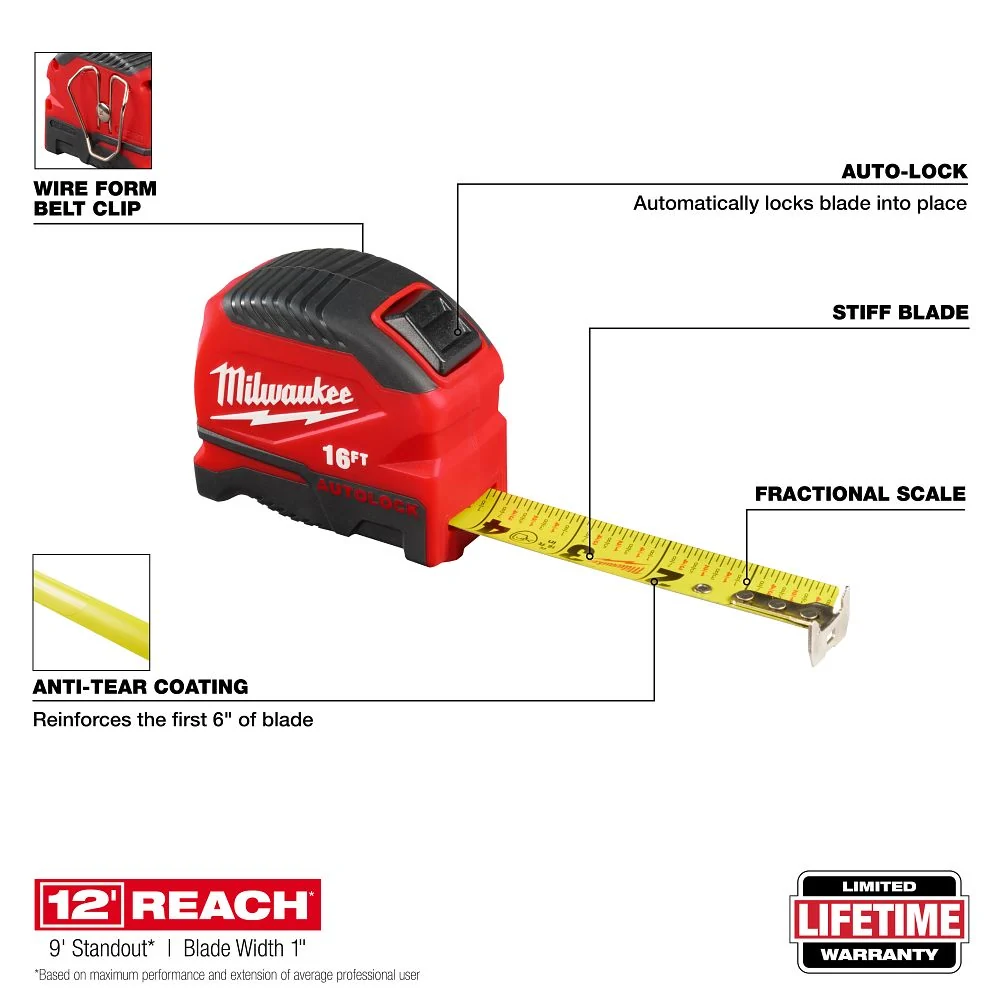 Milwaukee Tools 16' Auto-Lock Tape 48-22-1816