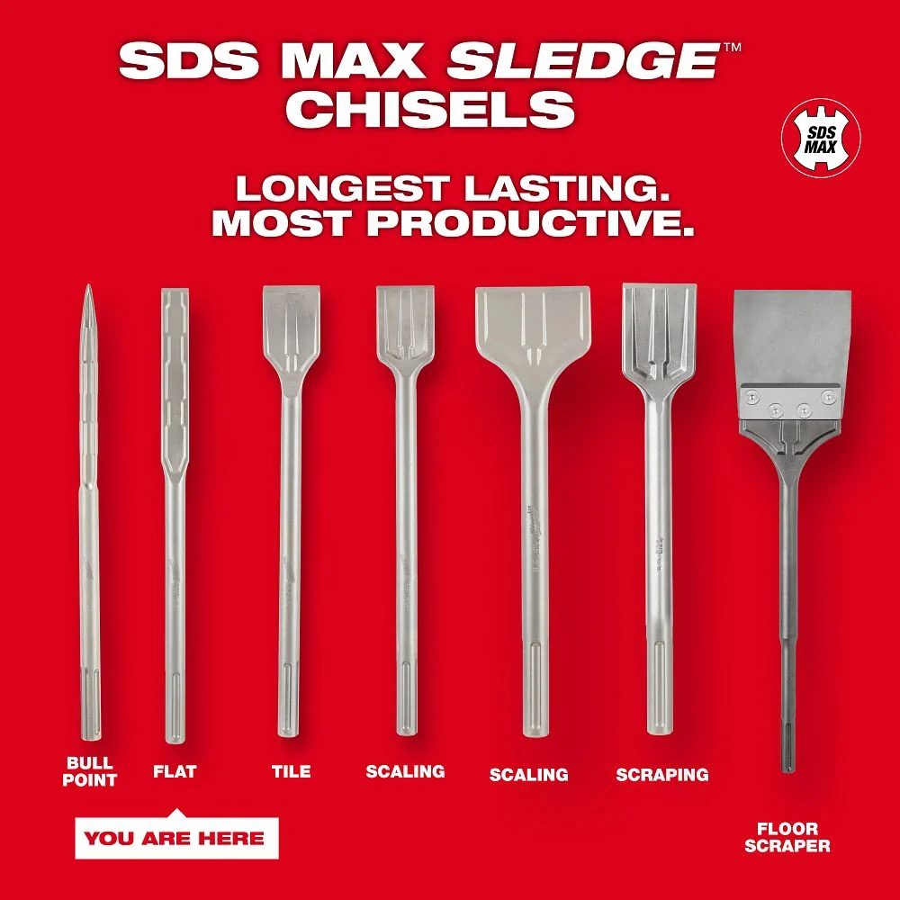 Milwaukee Tools SDS MAX SLGE 1" X 16" Flat Chsl 48-62-4252