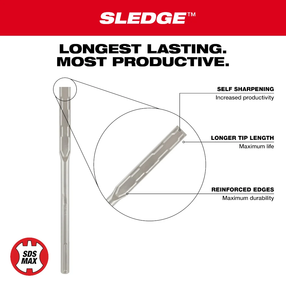 Milwaukee Tools SDS MAX SLGE 1" X 16" Flat Chsl 48-62-4252