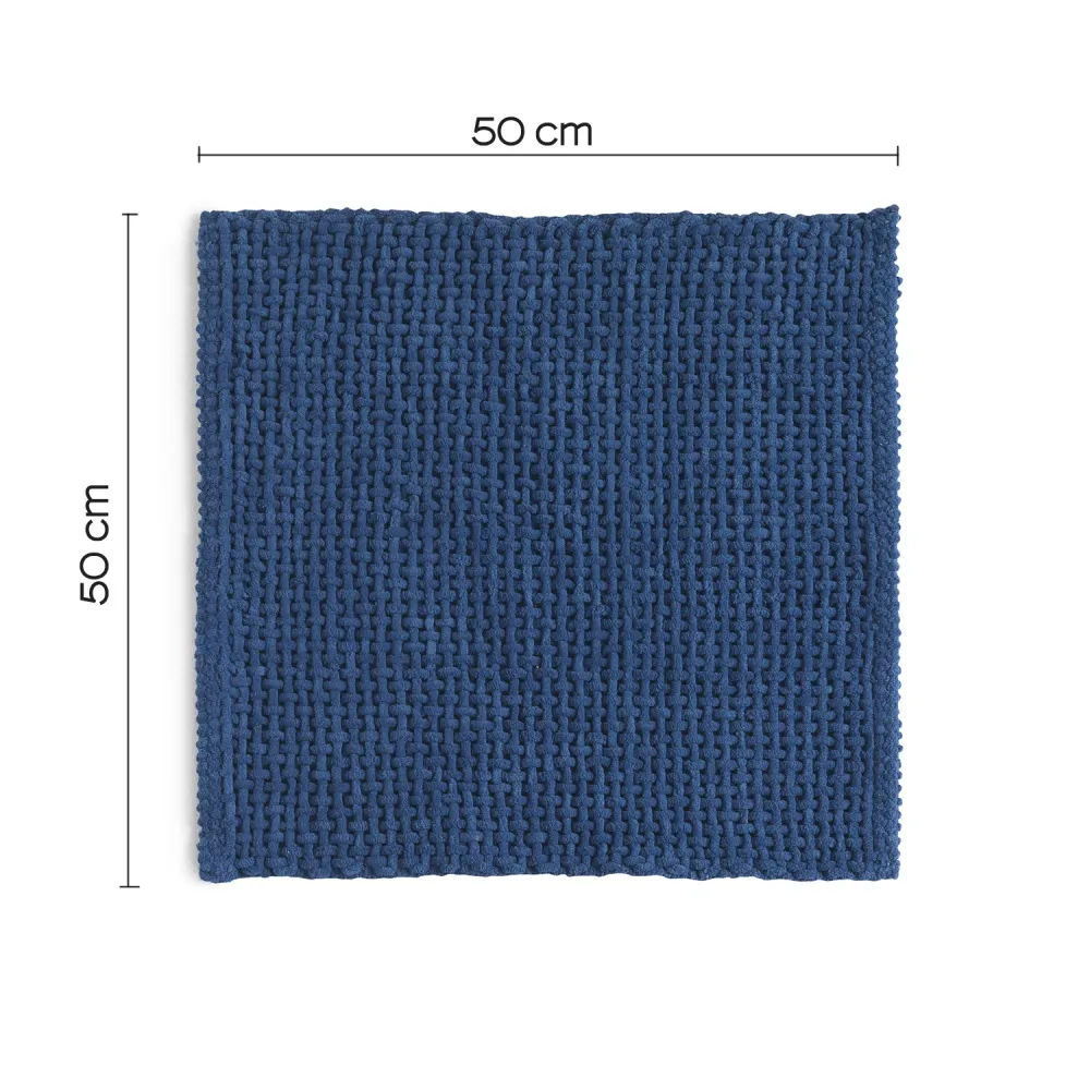 50x50 rug cotton and polyester non-slip backing Knot Gedy - Blauw