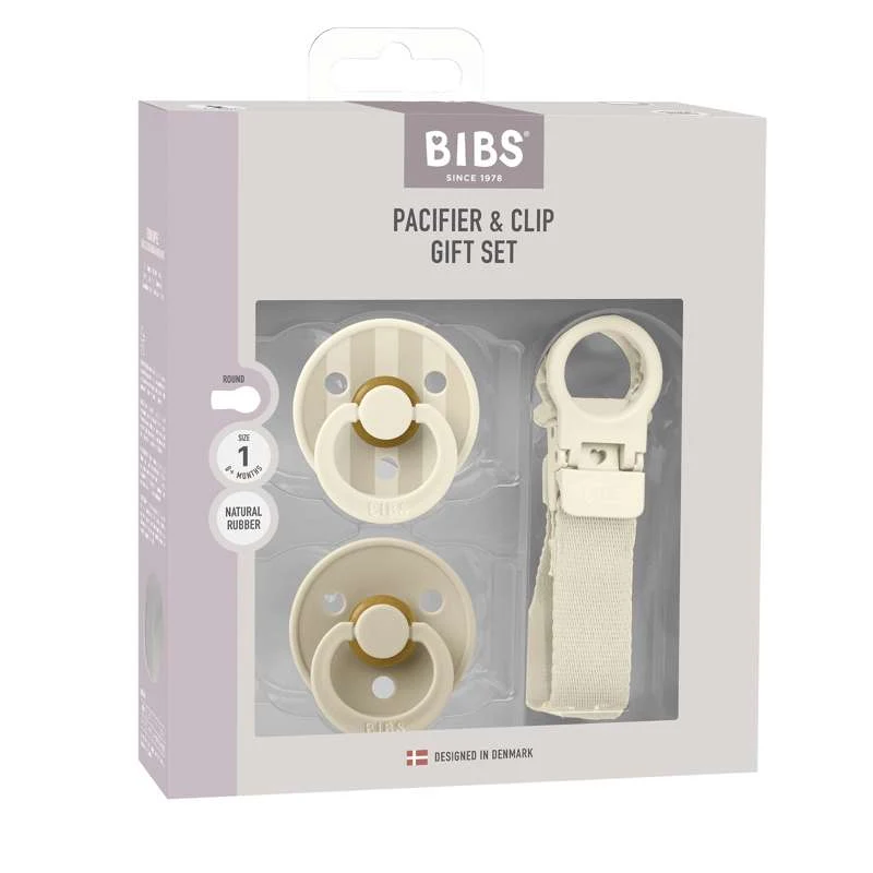 BIBS Rund Colour Sut - 2-Pak - Str. 1 - Naturgummi - m. Suttesnor - Ivory