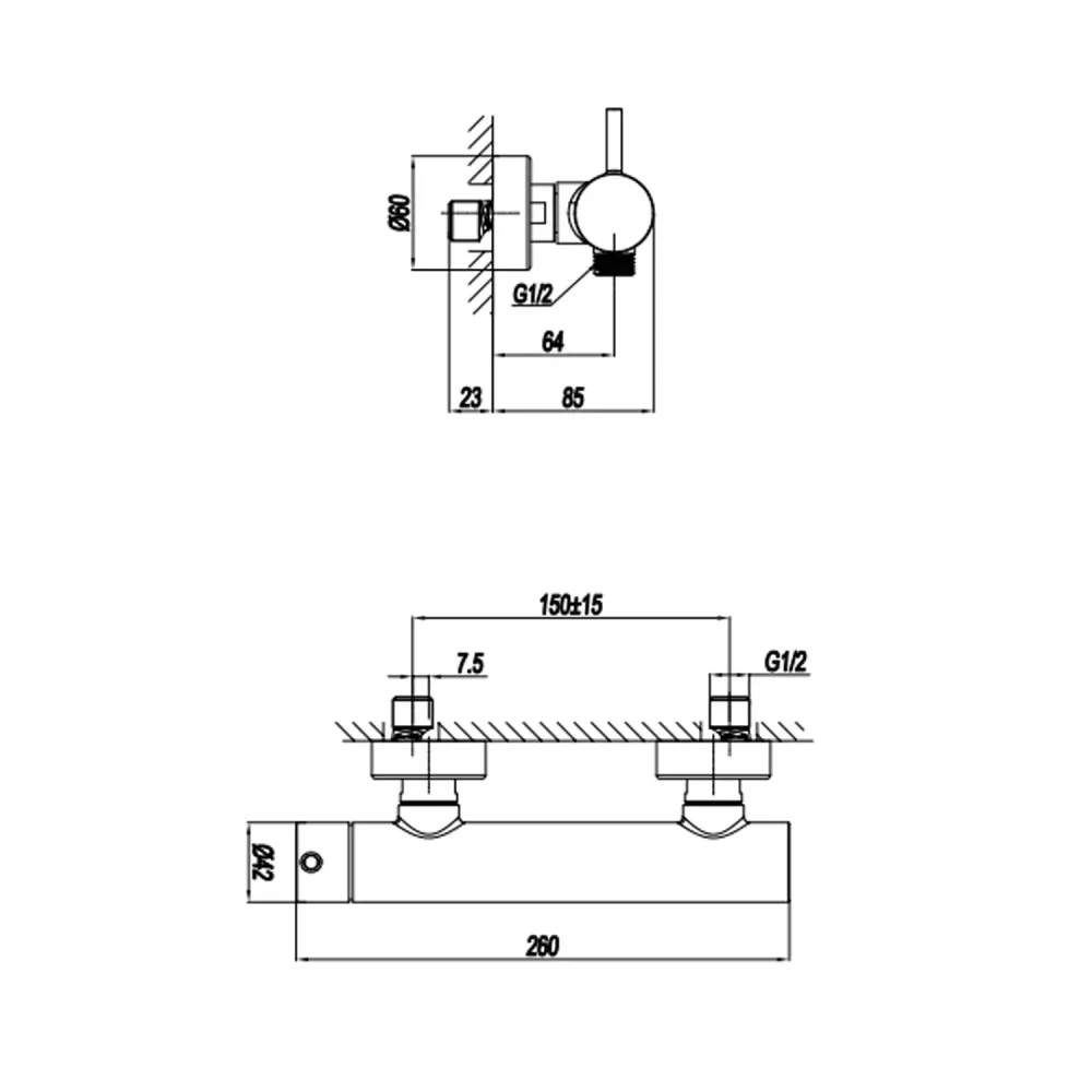 Kurk granulaten External single-lever mixer RubiFlux Regal series shower - Matte Ebbenhout