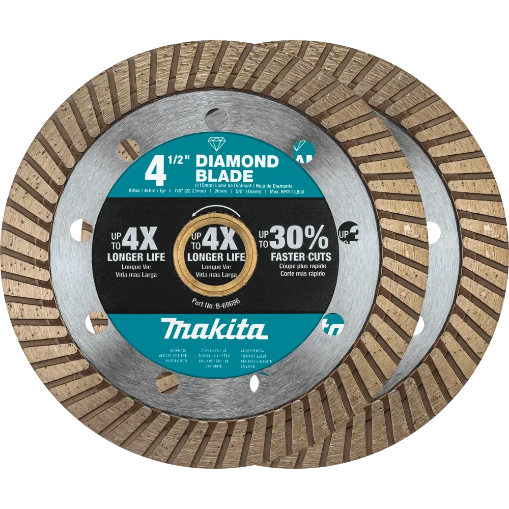 MAKITA 4‑1/2" Diamond Blade, Turbo, General Purpose (2 PACK)