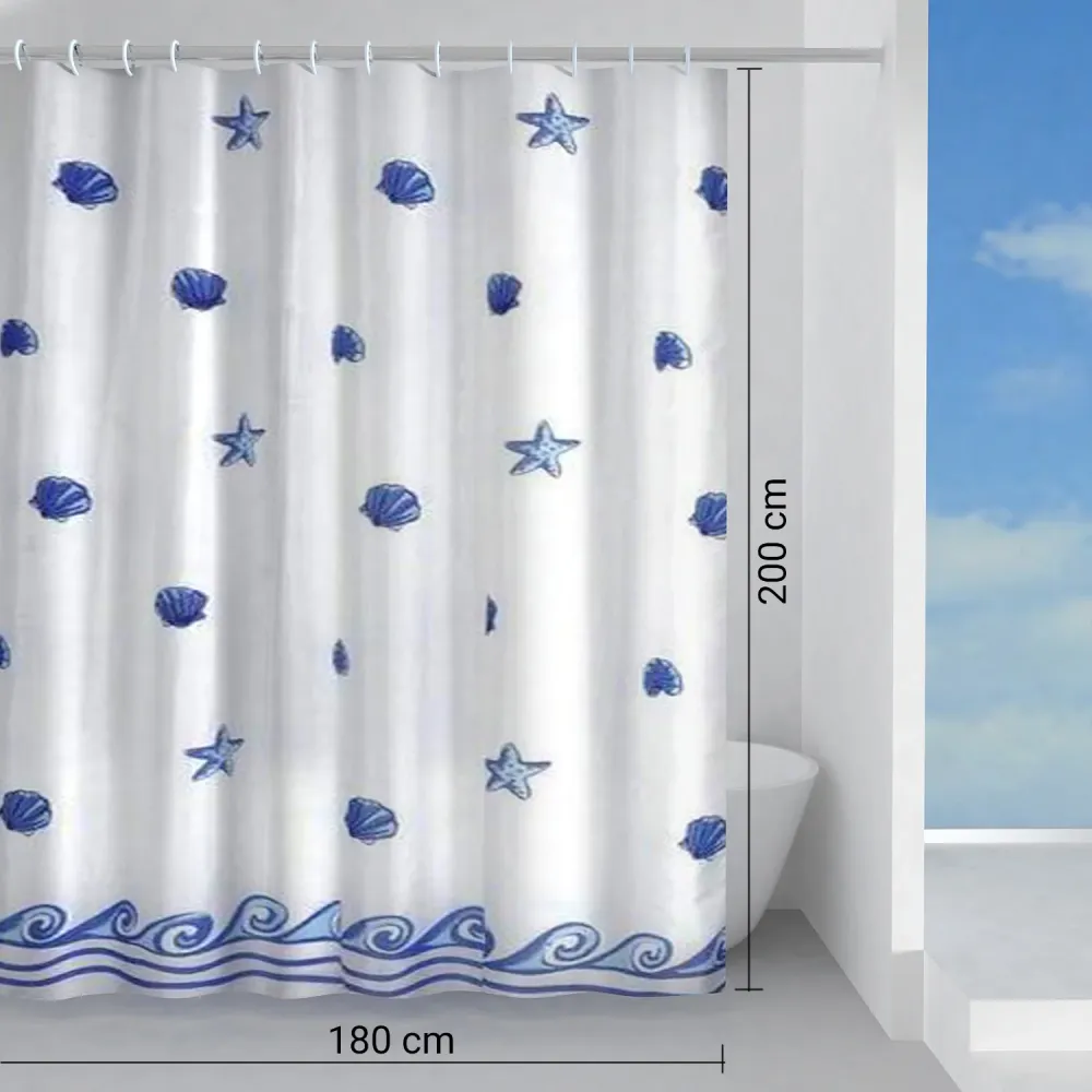 Shower curtain fabric 180x200 cm model Riva Gedy - Zeeblauw