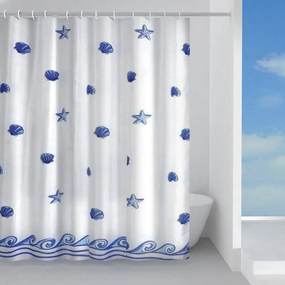 Shower curtain fabric 240x200 cm model Riva Gedy - Zeeblauw