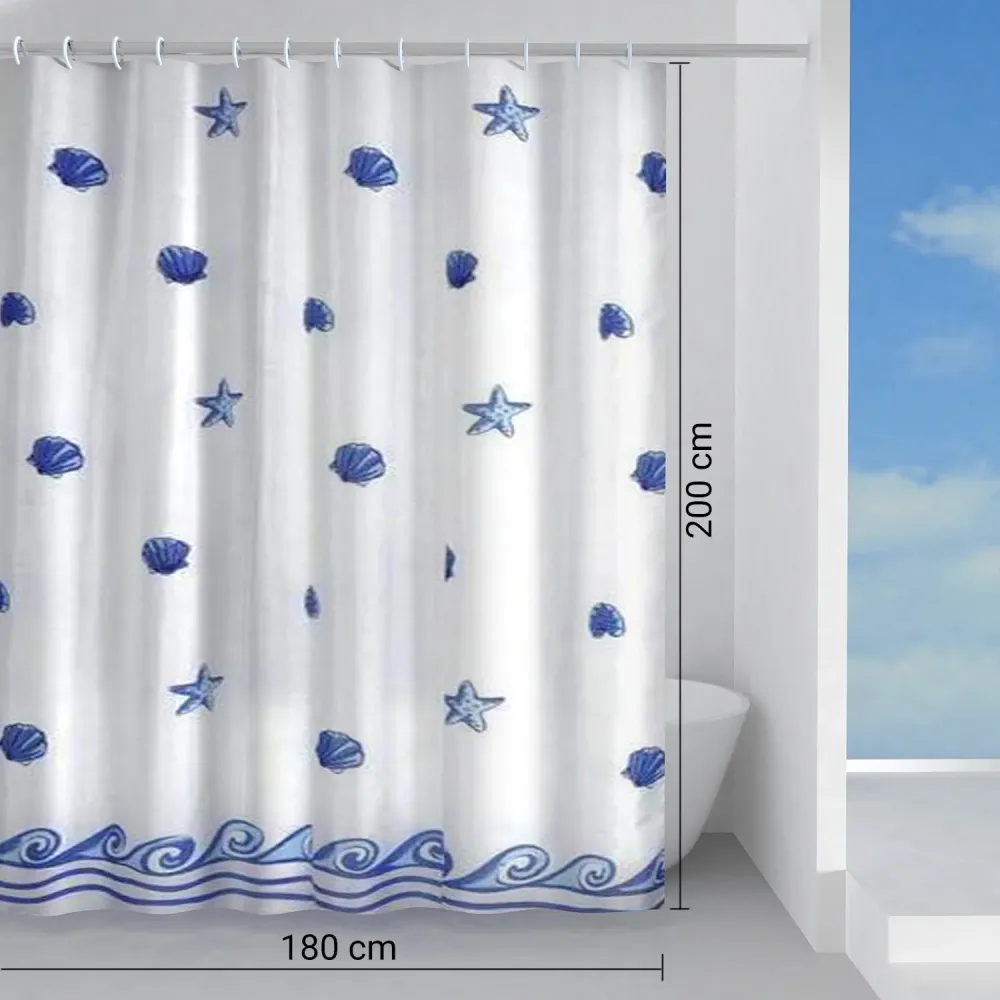 Shower curtain fabric 240x200 cm model Riva Gedy - Zeeblauw