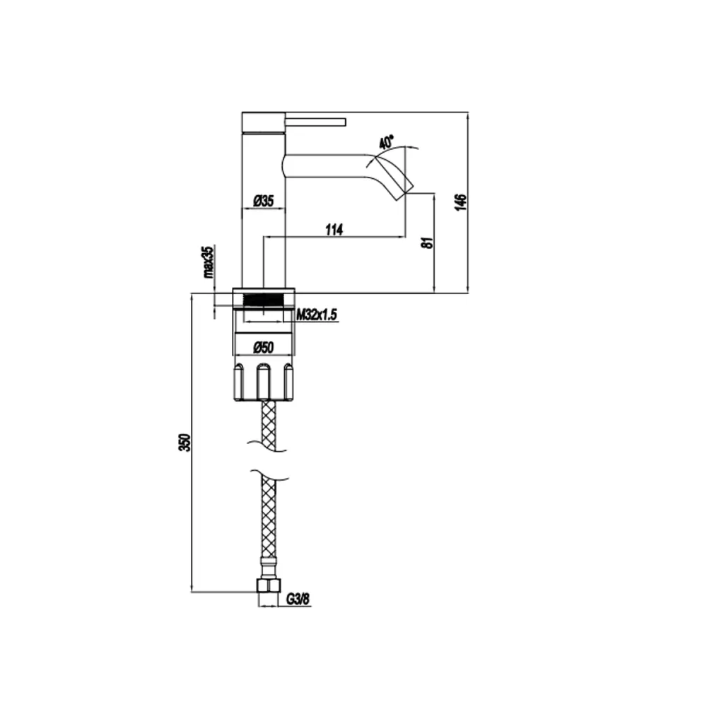 Single-lever basin mixer RubiFlux Regal series - Matte Ebbenhout
