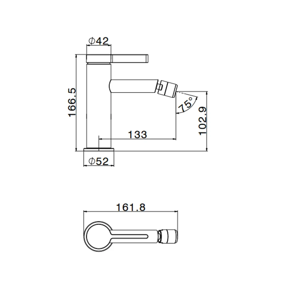 Single-lever bidet mixer RubiFlux Tundra series - Matte Zwart Per Vierkante Meter