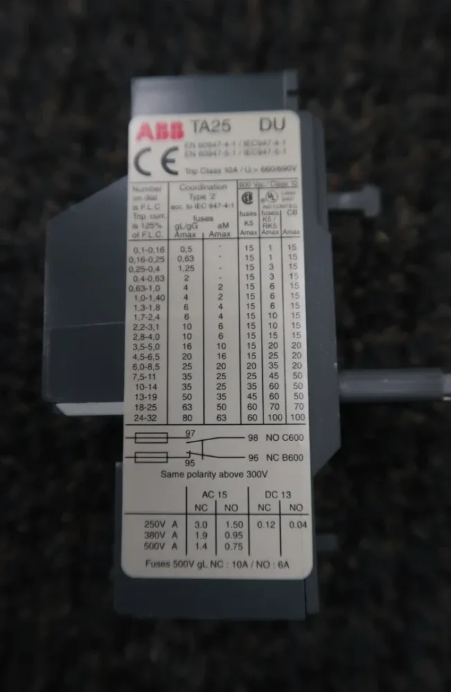 0.63-1.0 Amp Thermisch Overload Relay TA25DU1.0