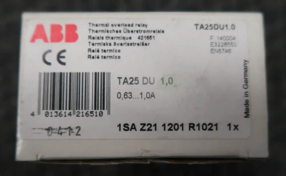 0.63-1.0 Amp Thermisch Overload Relay TA25DU1.0